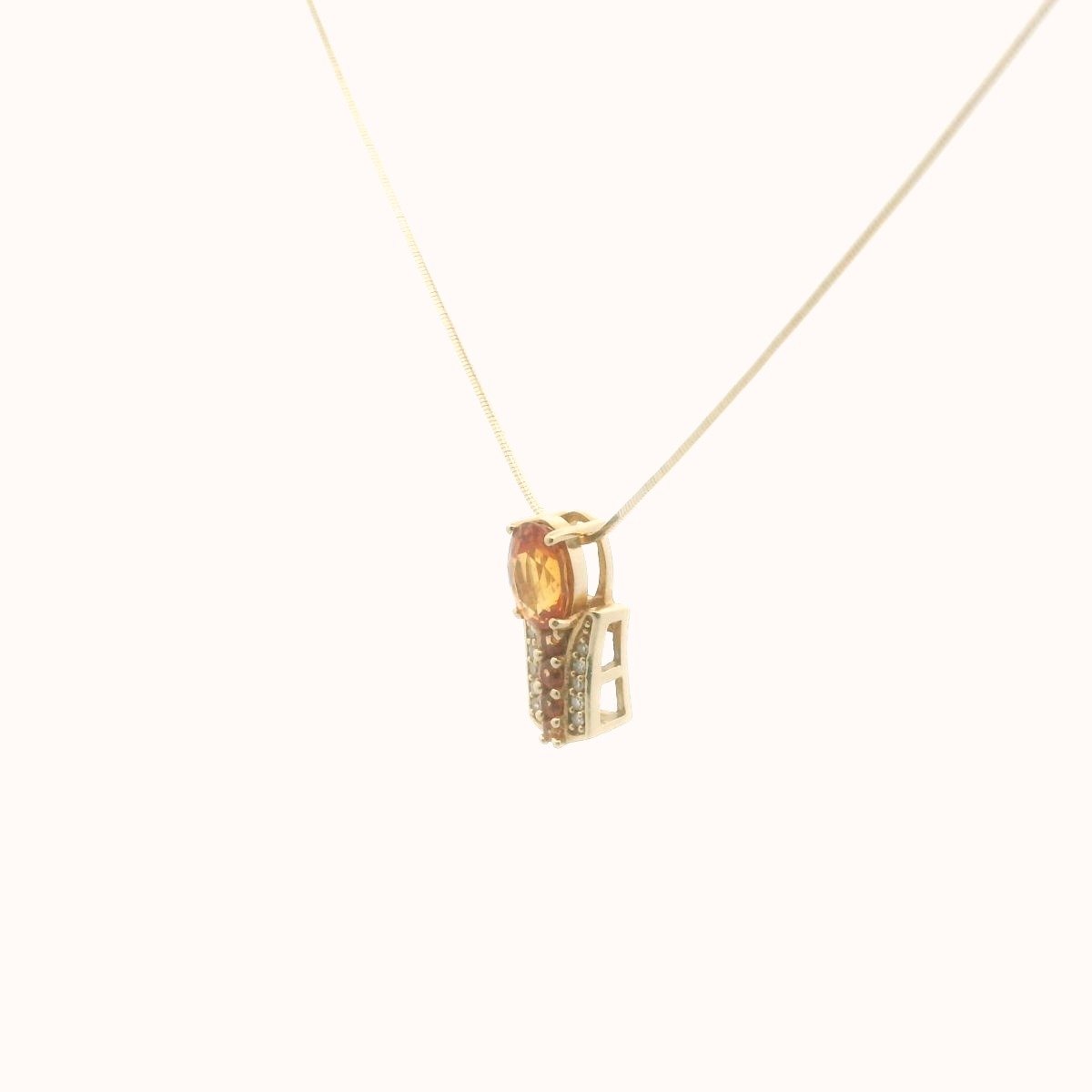 EFFY 14K Yellow Gold Diamond & Orange Sapphire Necklace