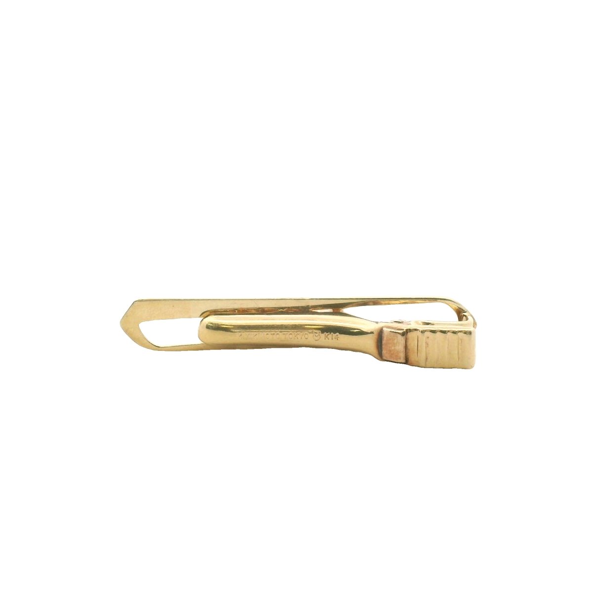 Vintage Mikimoto 14K Yellow Gold Cultured Pearl Tie Bar