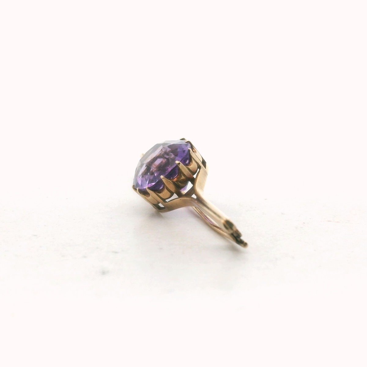 Antique 14K Yellow Gold Amethyst Bar Brooch