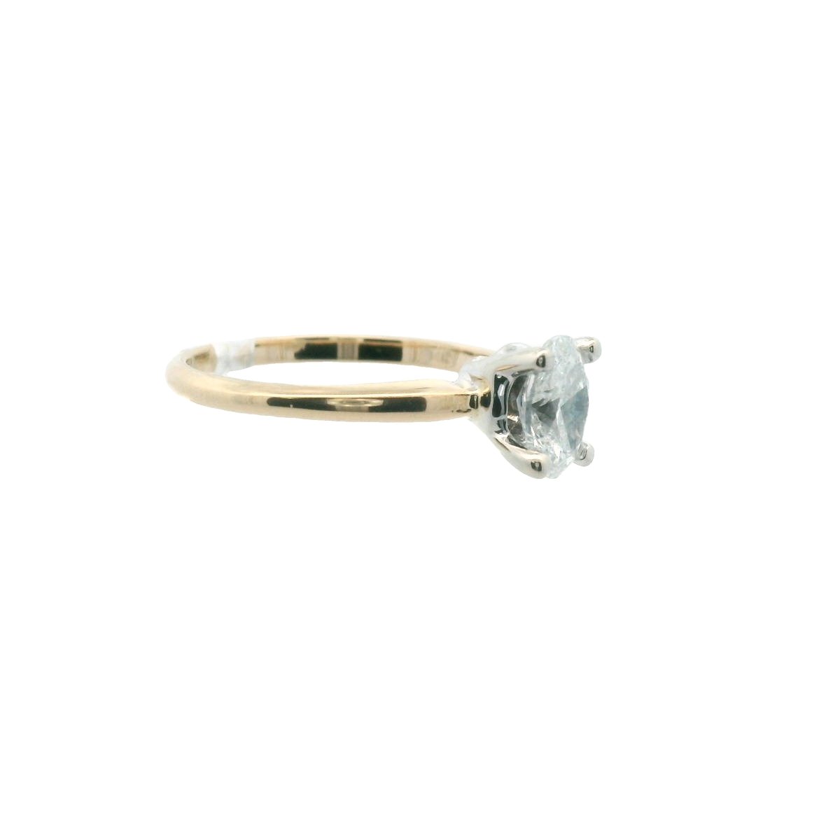 14K Two Tone Gold GIA 0.80ct Natural Diamond F SI1 Engagement Ring