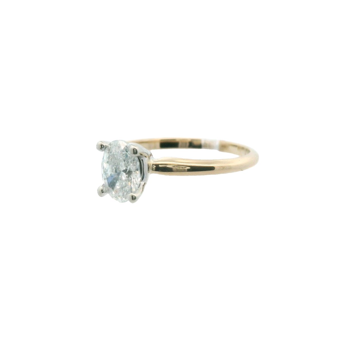 14K Two Tone Gold GIA 0.80ct Natural Diamond F SI1 Engagement Ring