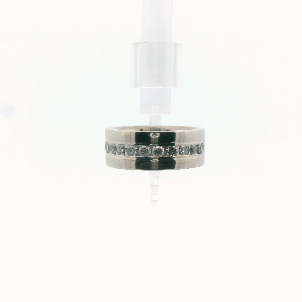 14K White Gold Channel Set Diamond Wedding Band