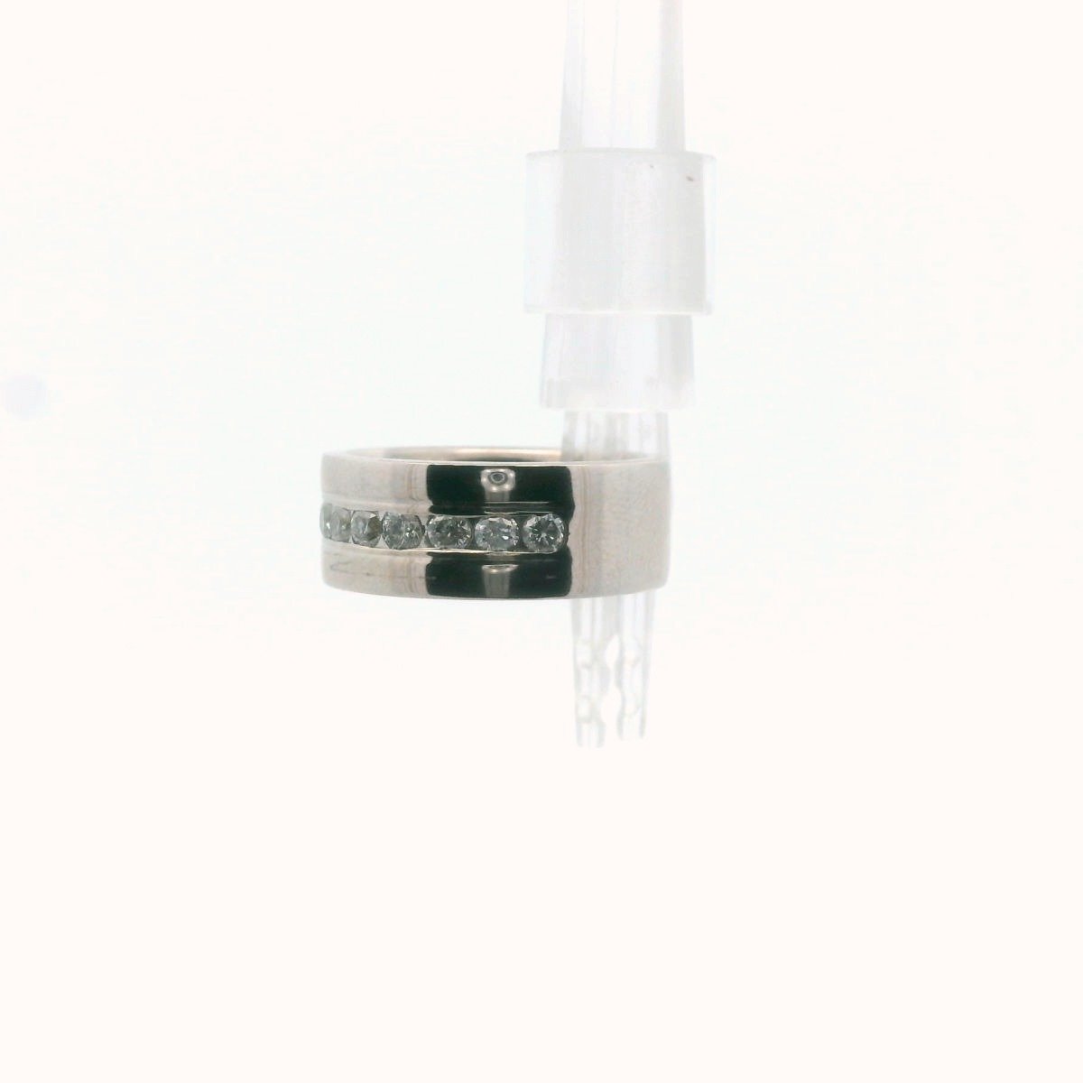 14K White Gold Channel Set Diamond Wedding Band