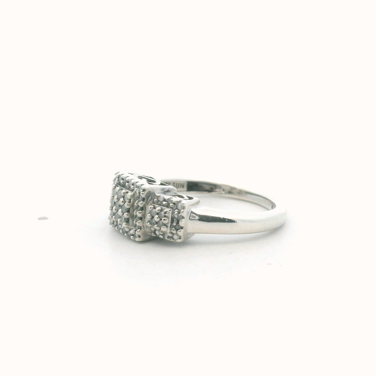 Sterling Silver 3-Tier Diamond Ring