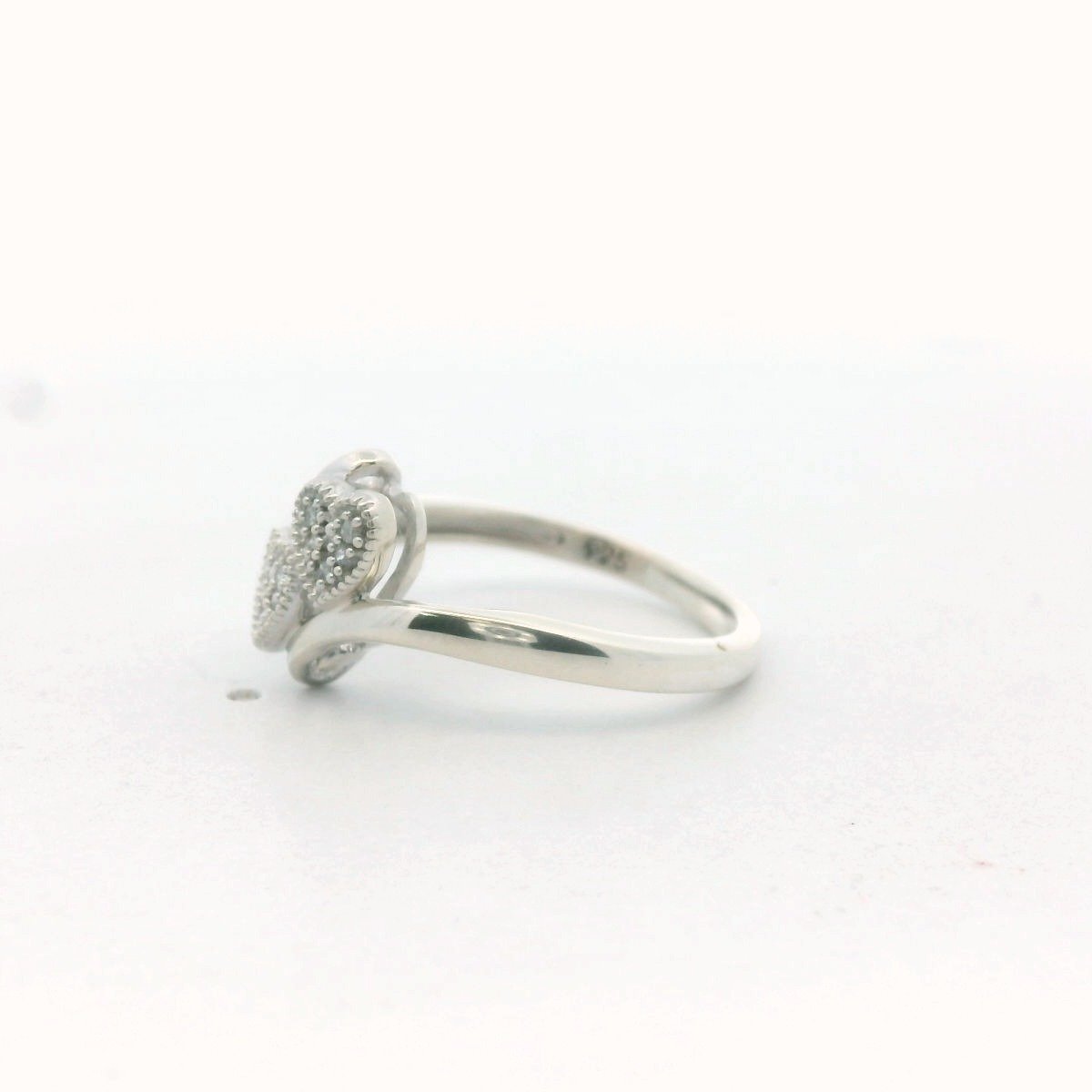 Sterling Silver Two Heart Diamond Ring