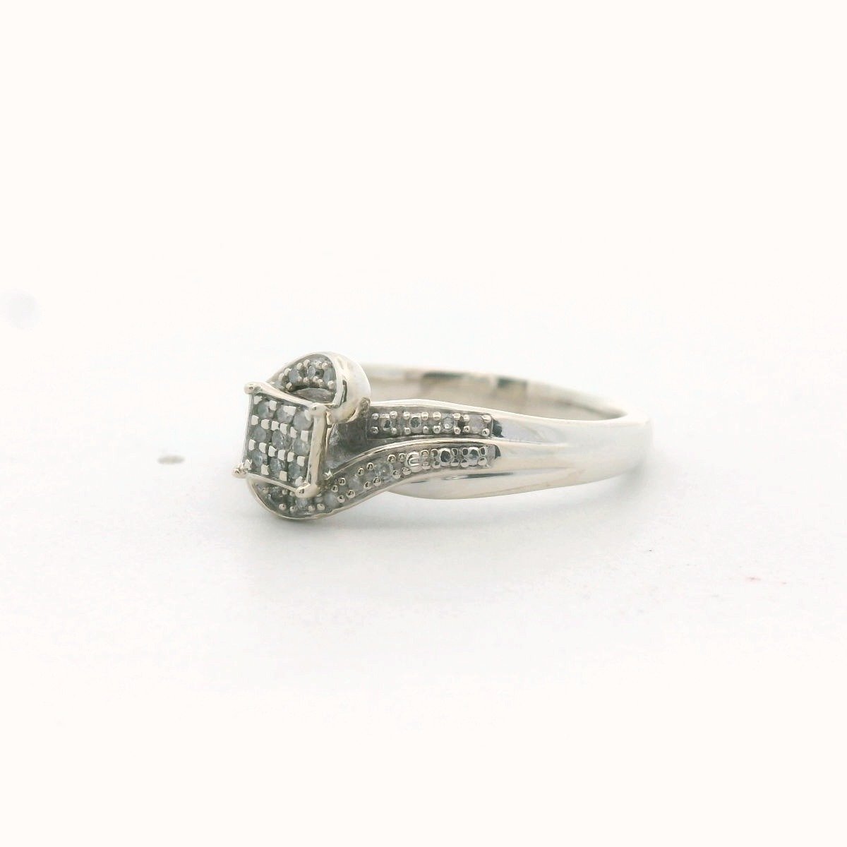 Sterling Silver Diamond Swirl Ring