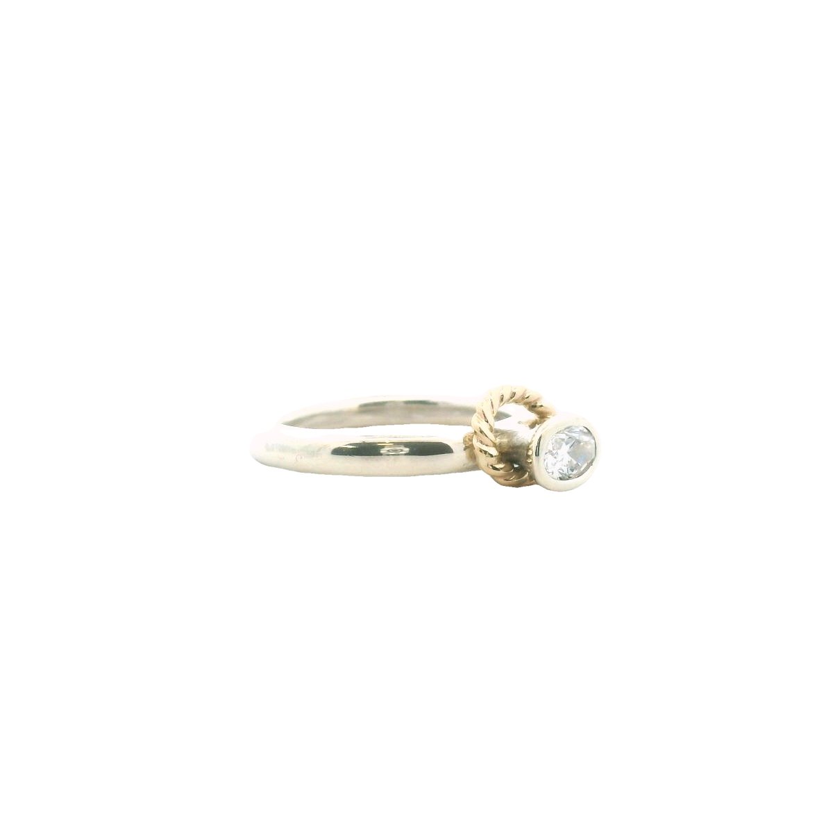 Pandora Sterling Silver & 14K Yellow Gold CZ Ring