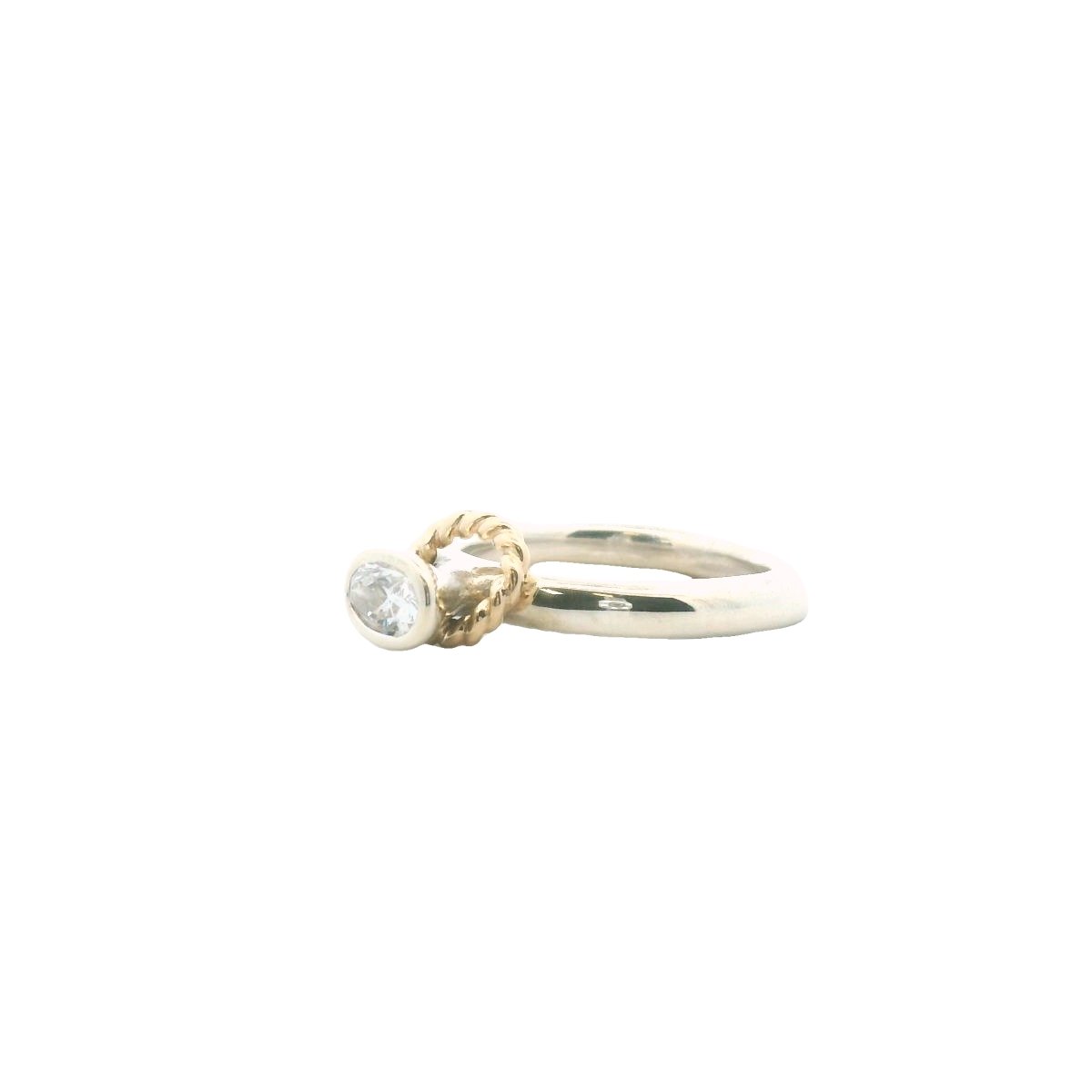 Pandora Sterling Silver & 14K Yellow Gold CZ Ring
