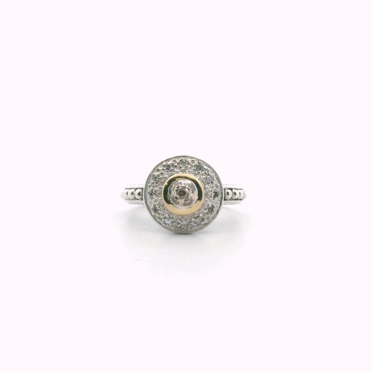 Sterling Silver & 18K Yellow Gold Diamond Ring