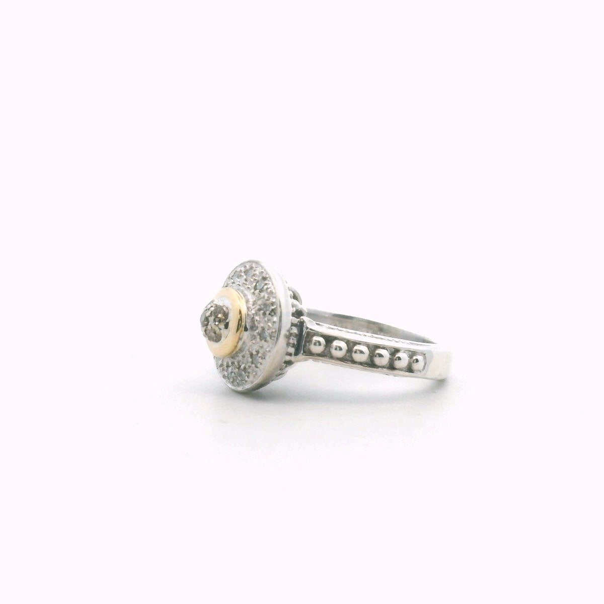 Sterling Silver & 18K Yellow Gold Diamond Ring