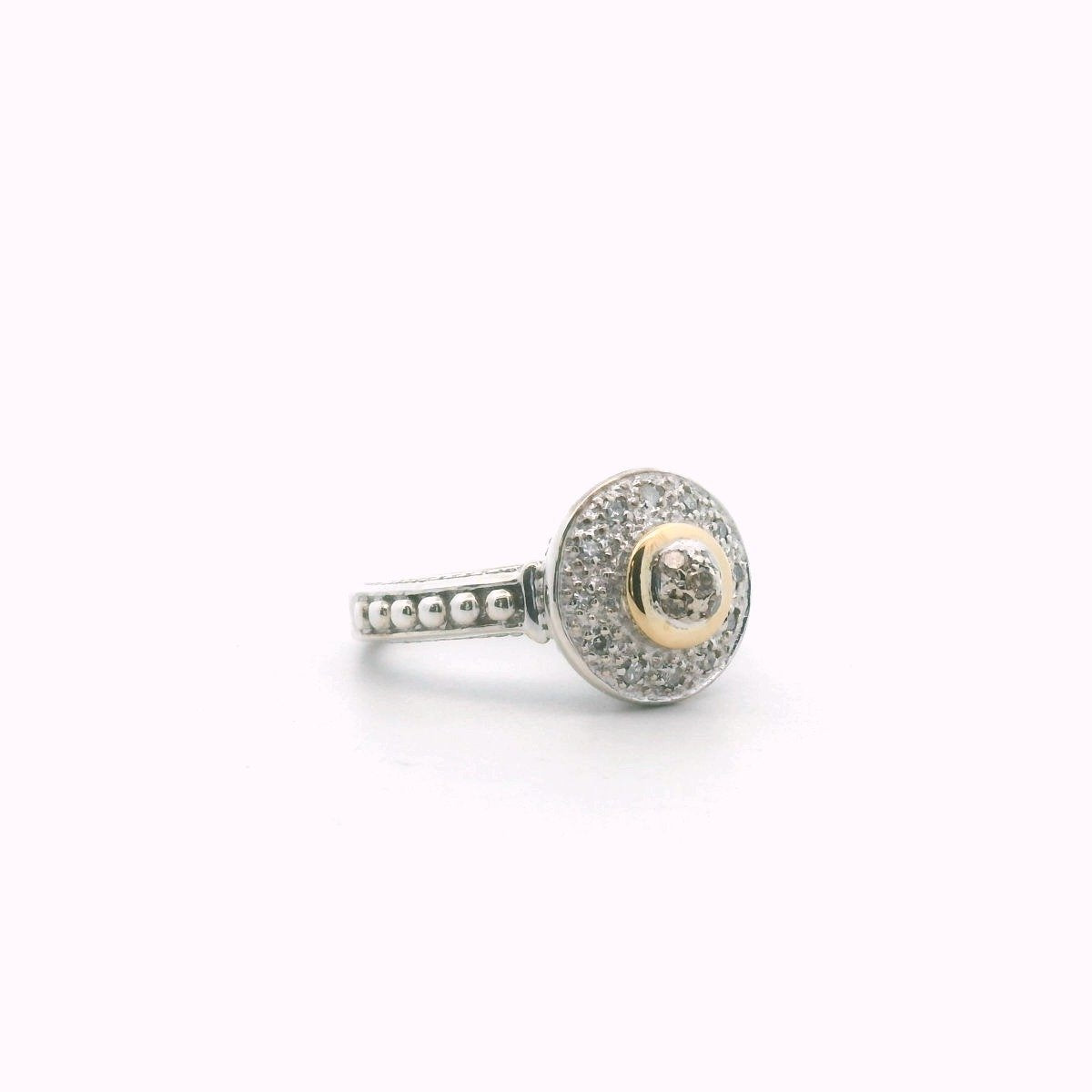 Sterling Silver & 18K Yellow Gold Diamond Ring