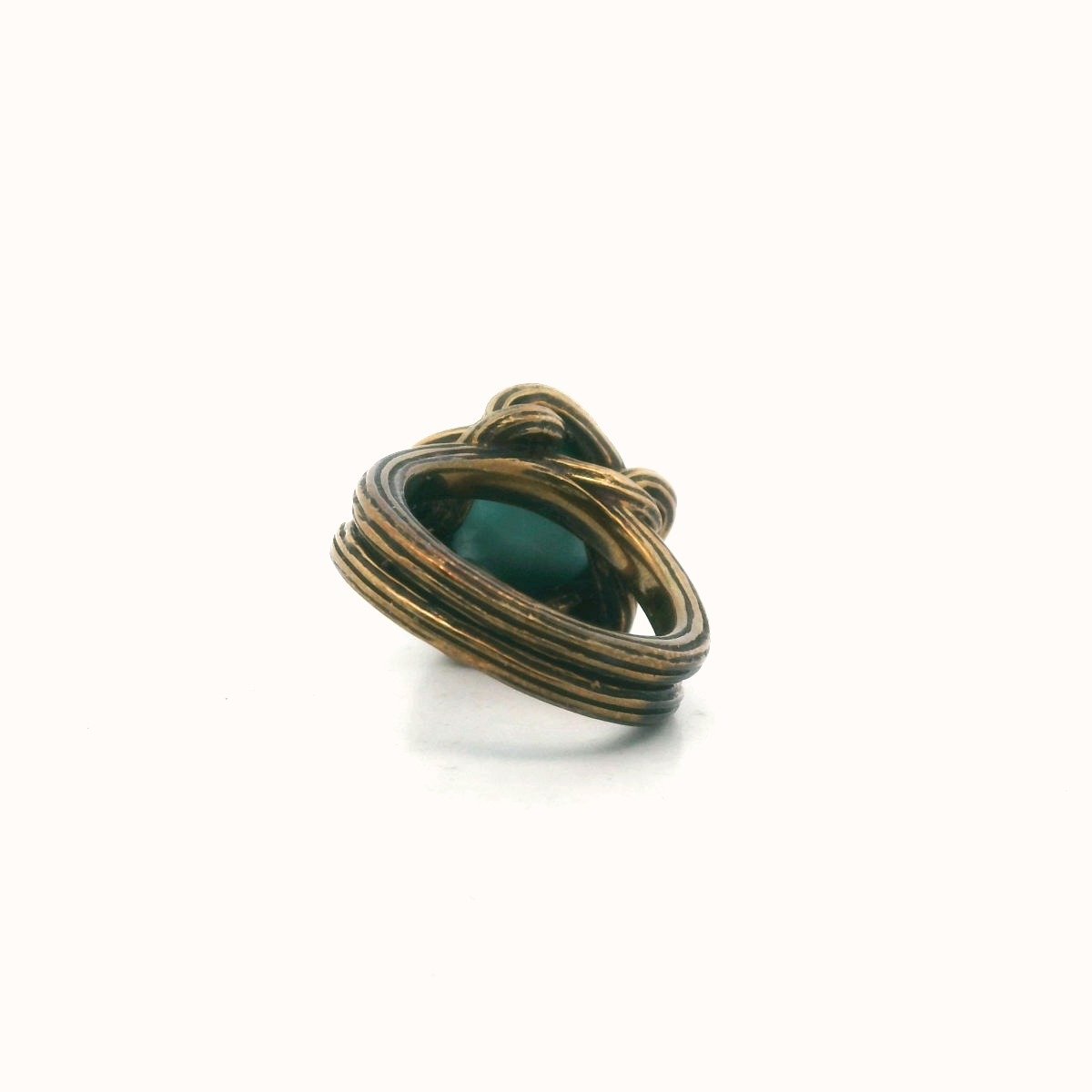 Stephen Dweck Bronze Faceted Turquoise Ball Ring