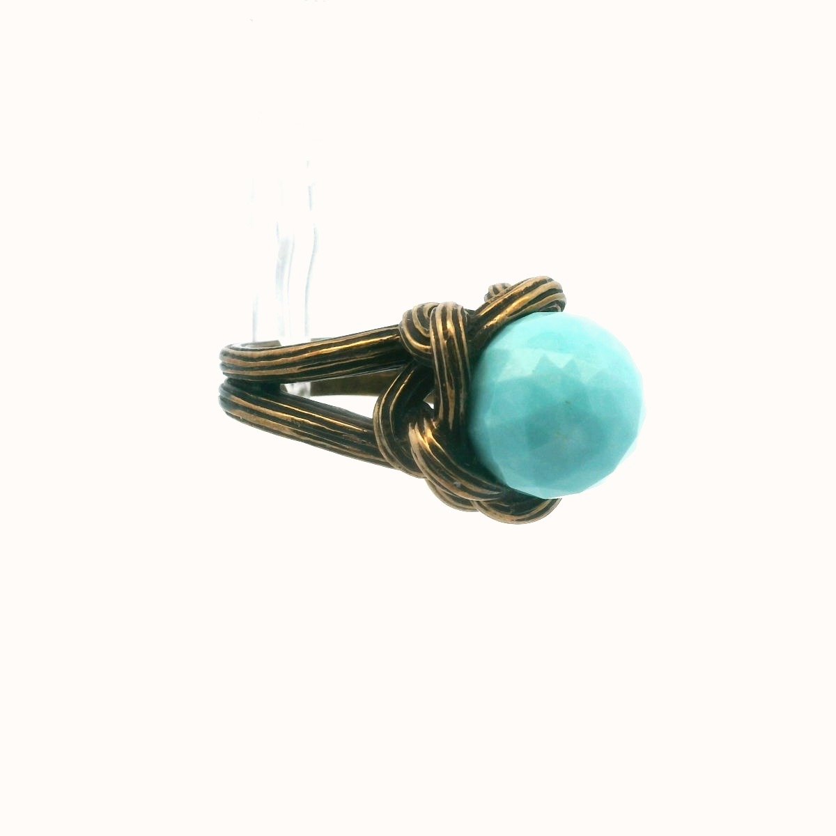 Stephen Dweck Bronze Faceted Turquoise Ball Ring