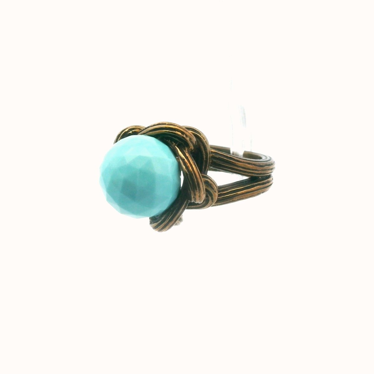 Stephen Dweck Bronze Faceted Turquoise Ball Ring
