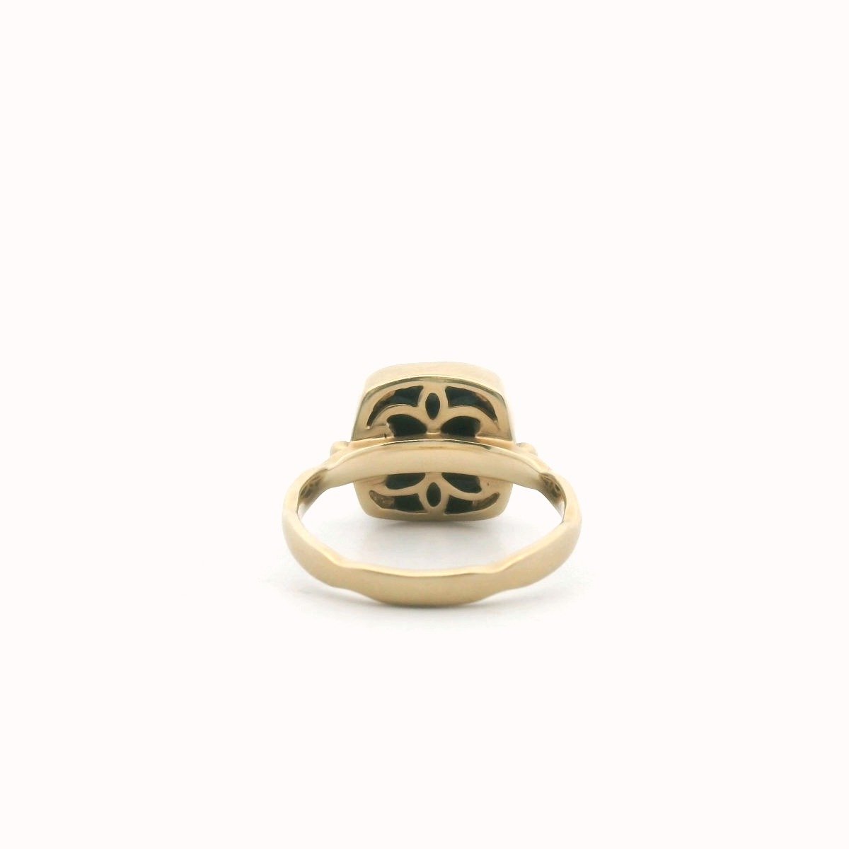 WS 14K Yellow Gold Rose Cut Blue Corundum Sapphire Ring