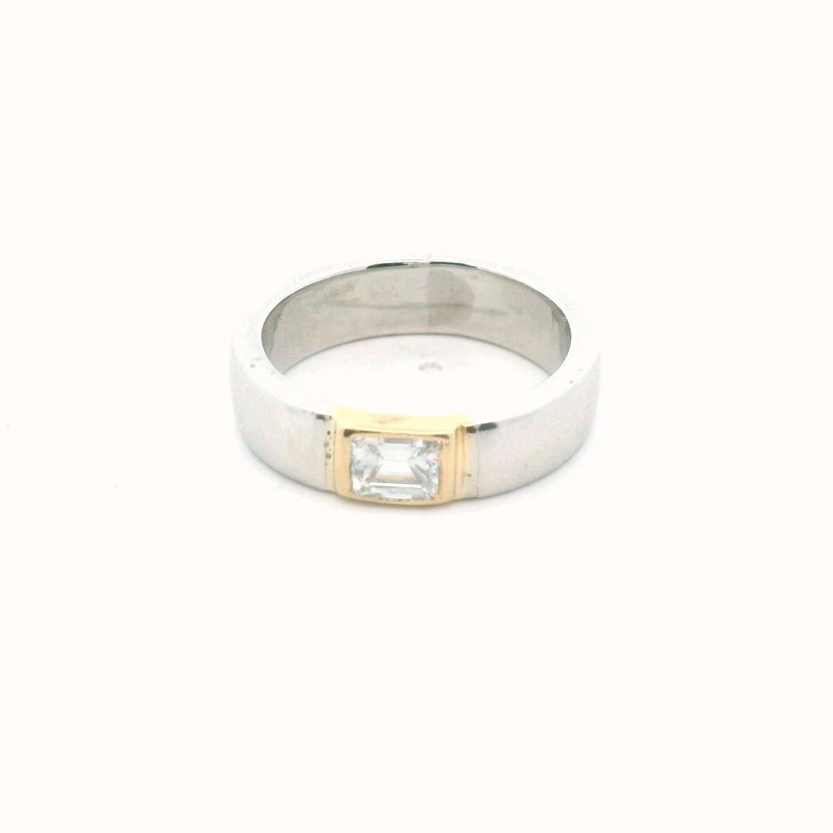 Platinum & 18K Yellow Gold Bezel Set Diamond Wedding Band