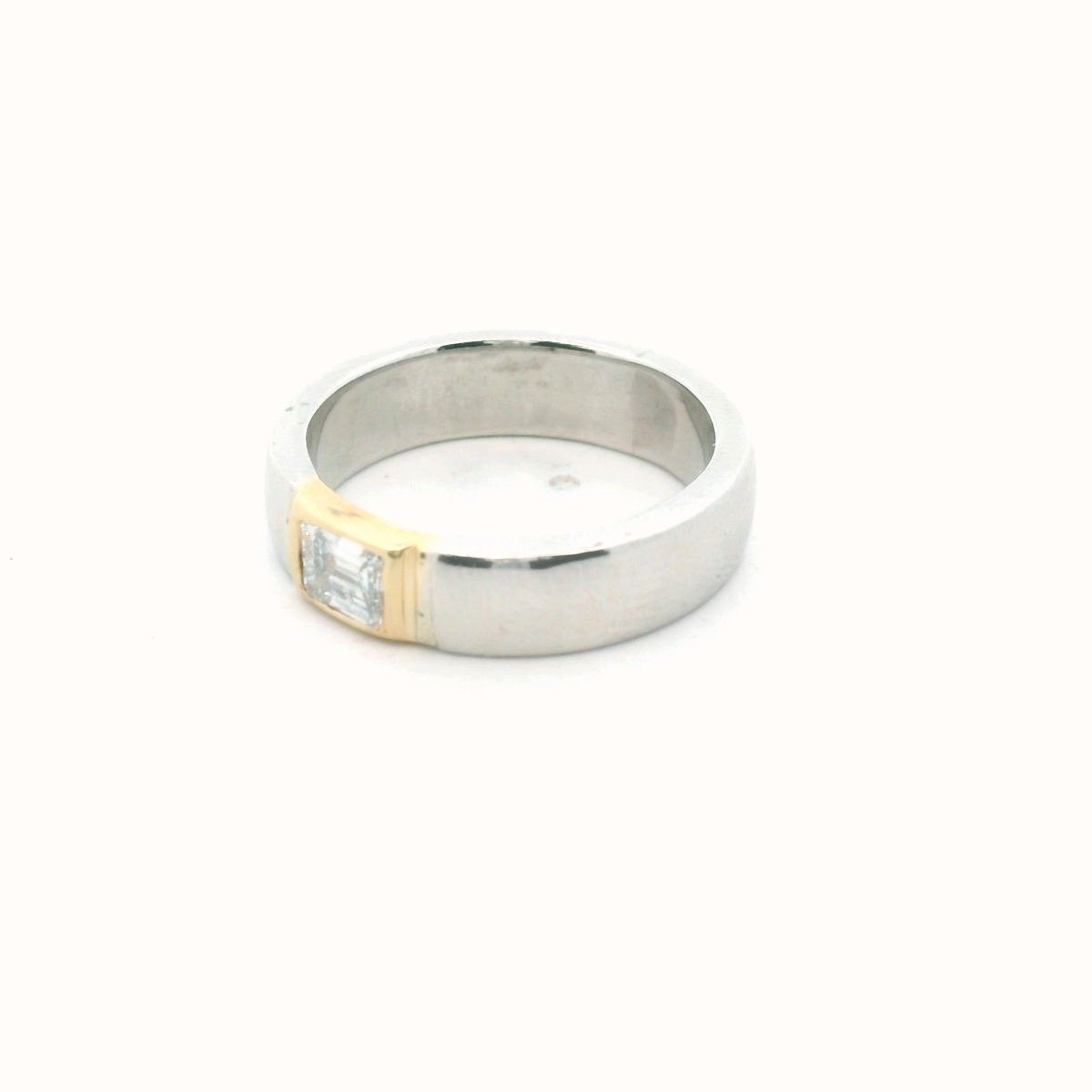 Platinum & 18K Yellow Gold Bezel Set Diamond Wedding Band