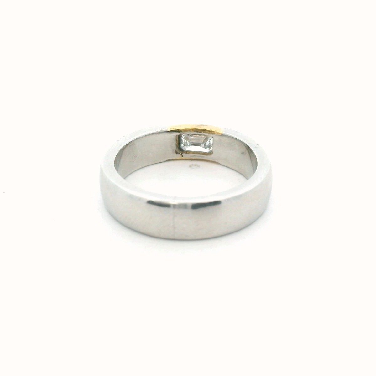 Platinum & 18K Yellow Gold Bezel Set Diamond Wedding Band
