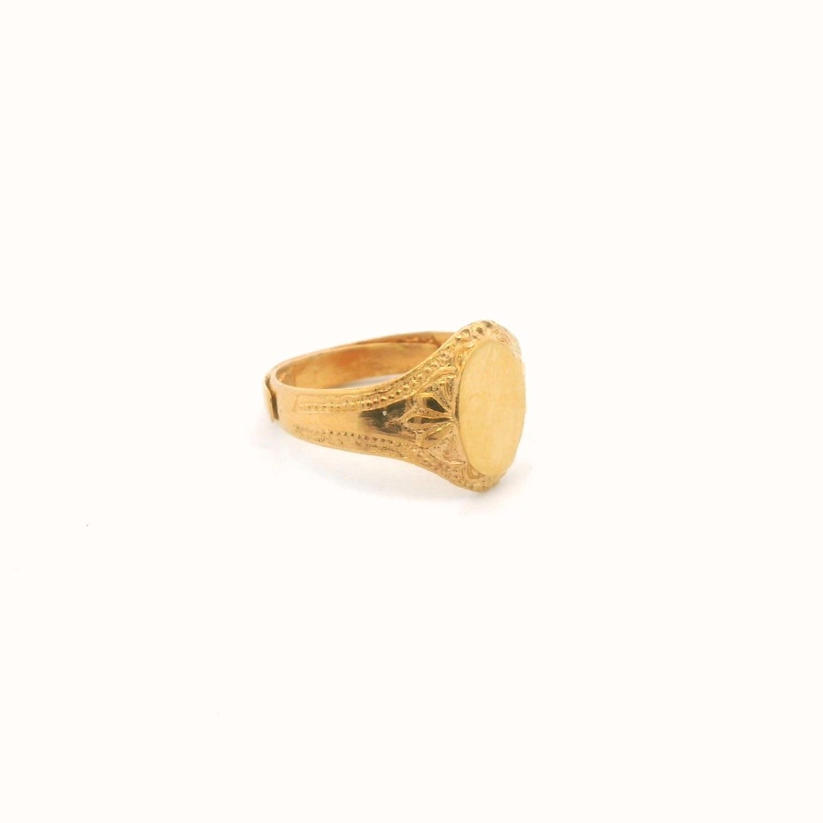 24K Yellow Gold Adjustable Child Signet Ring