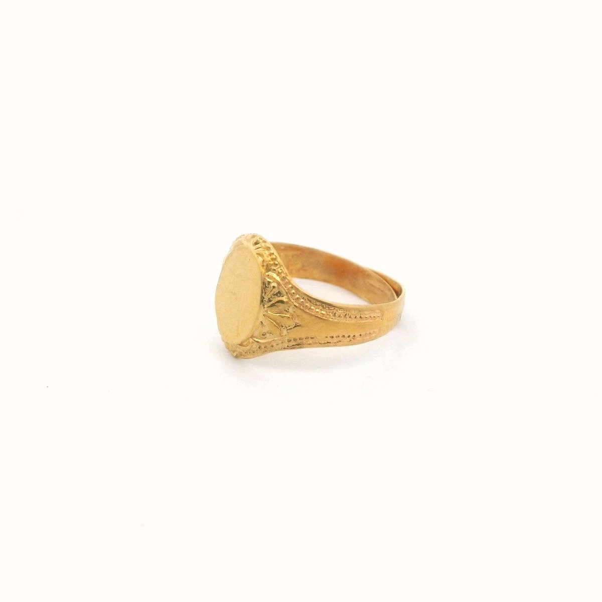24K Yellow Gold Adjustable Child Signet Ring