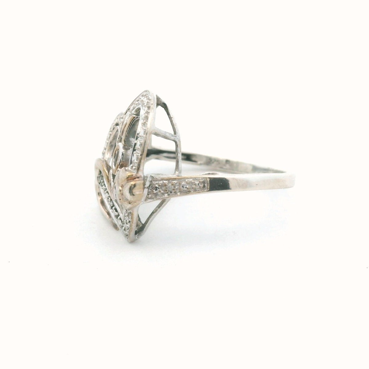 Sterling Silver Diamond Mom Flower Heart Ring