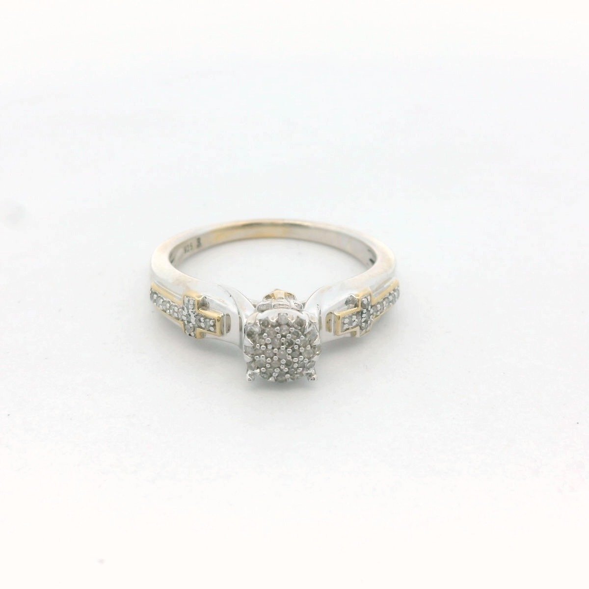 Sterling Silver Diamond Cross Ring