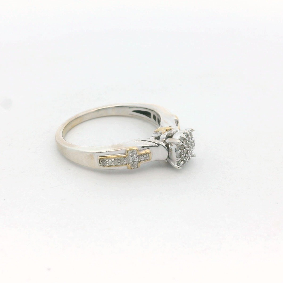 Sterling Silver Diamond Cross Ring