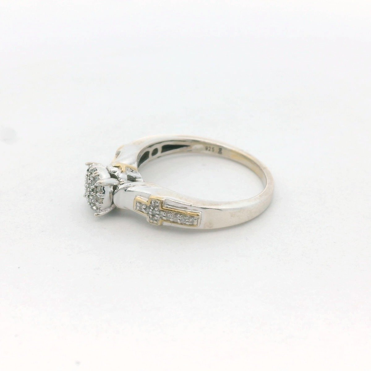 Sterling Silver Diamond Cross Ring