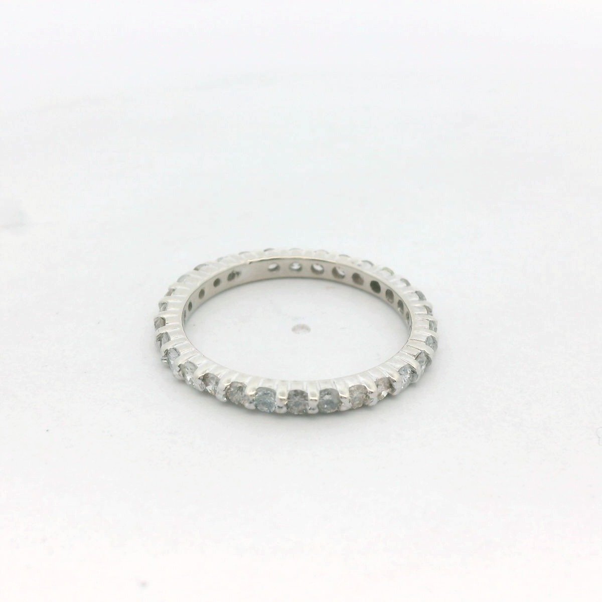 14k White Gold Stackable Diamond Eternity Wedding Band