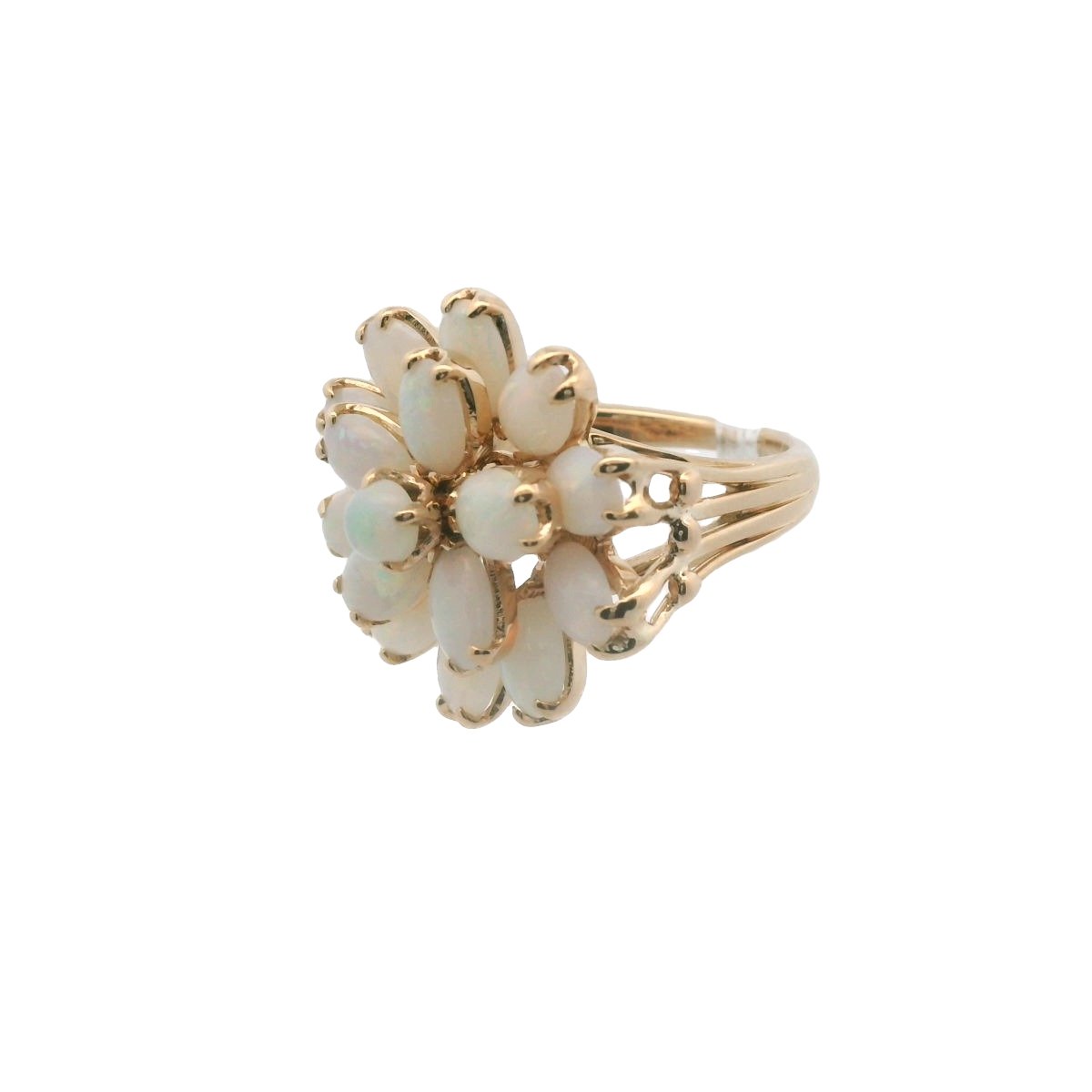 Vintage 14K Yellow Gold Opal FLower Ring