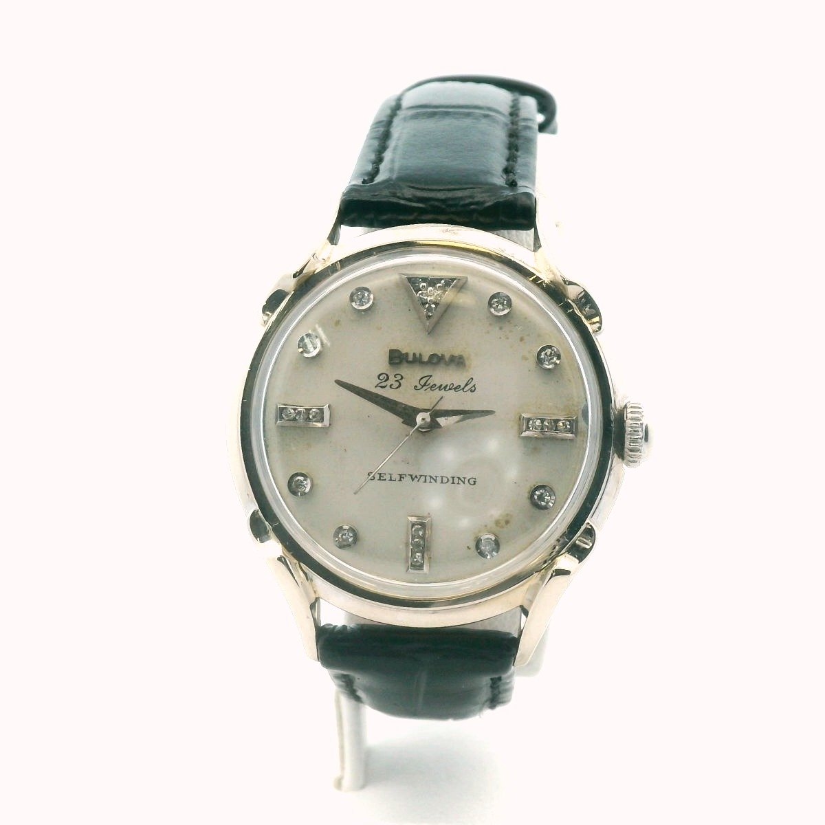 Bulova 14K White Gold Diamond Dial 23 Jewels Automatic Watch