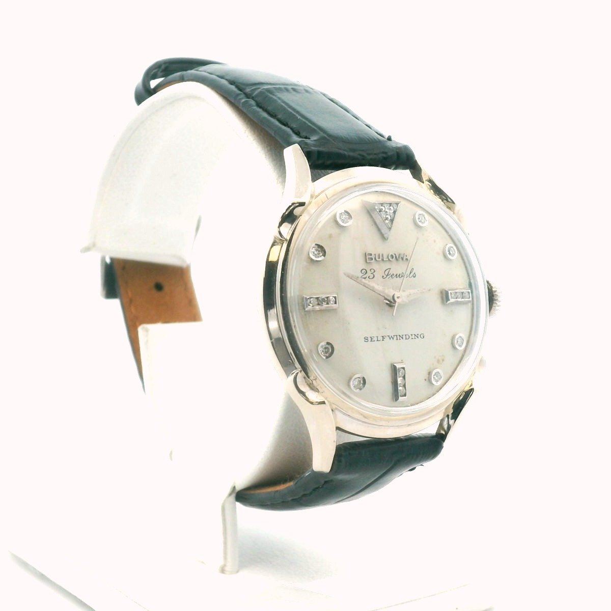 Bulova 14K White Gold Diamond Dial 23 Jewels Automatic Watch