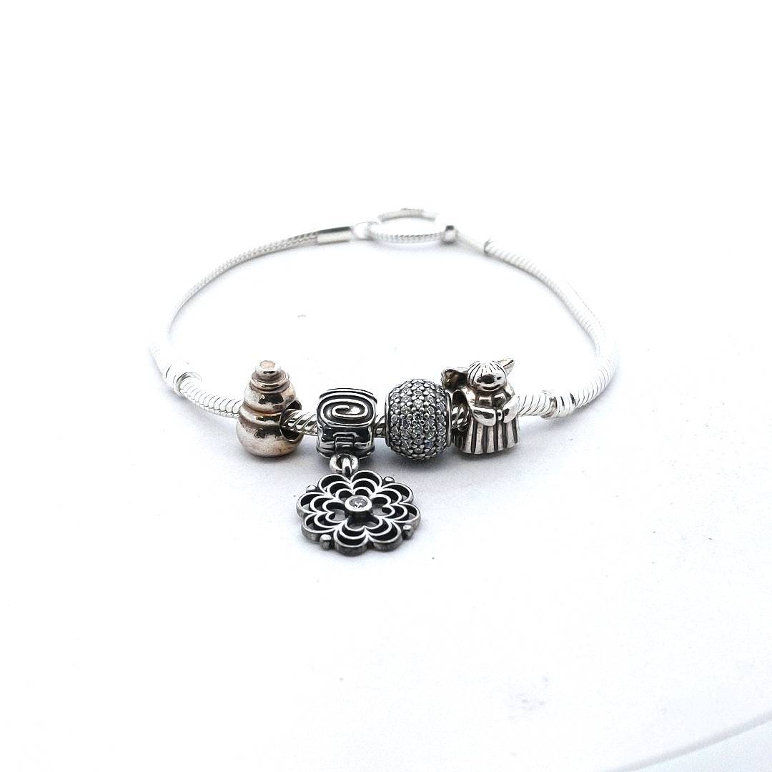Pandora Sterling Silver Snake Chain Winter Charm Bracelet