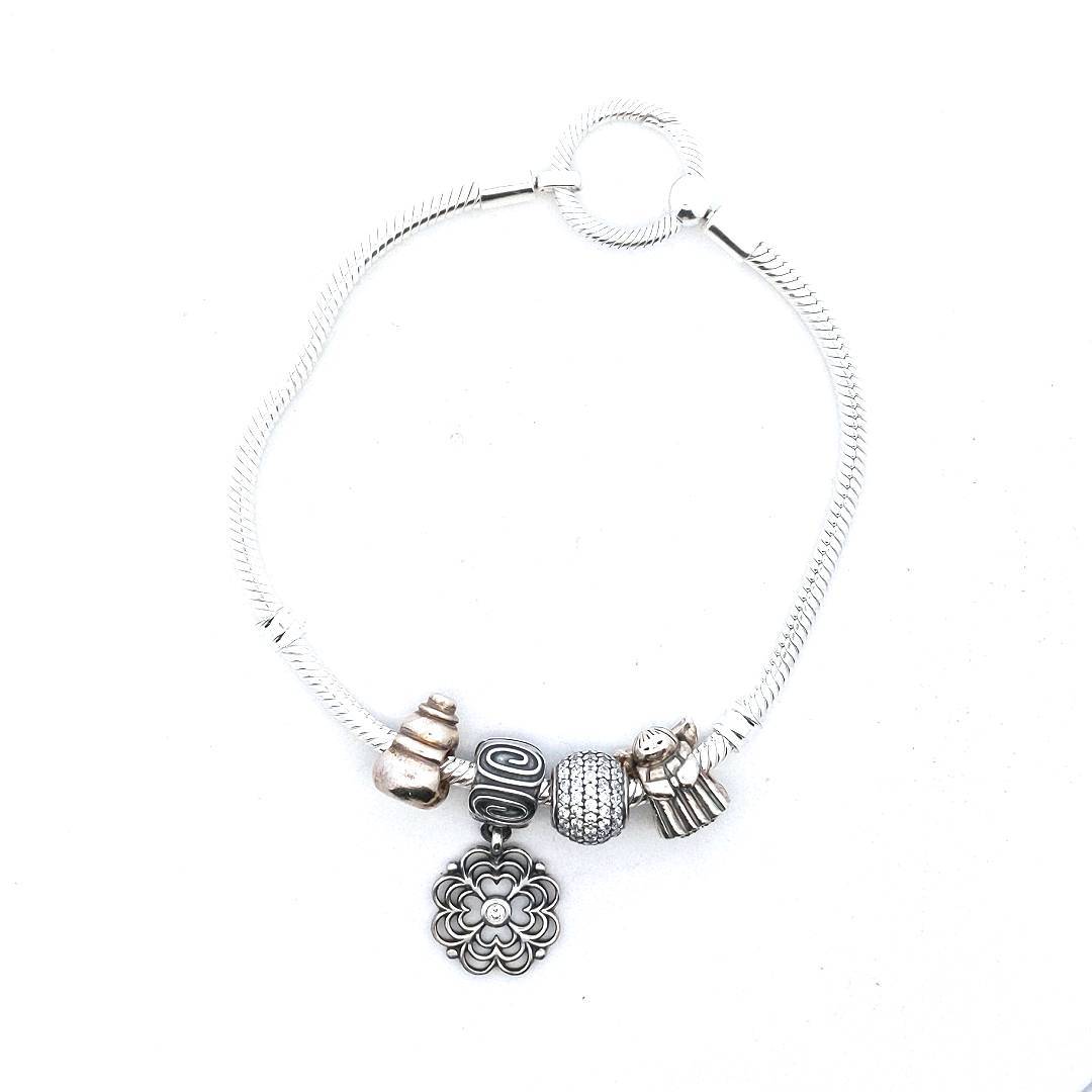 Pandora Sterling Silver Snake Chain Winter Charm Bracelet