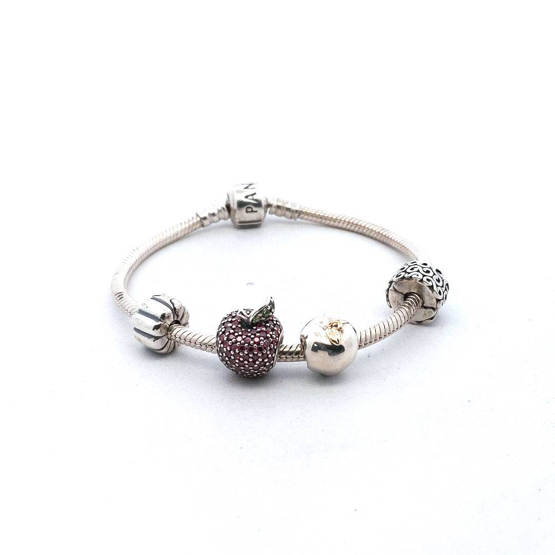 Pandora Sterling Silver Apple Charm Bracelet