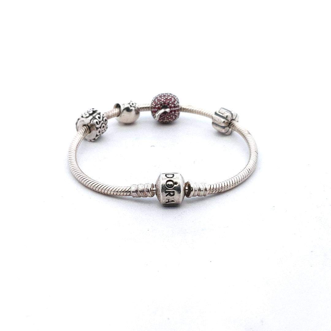 Pandora Sterling Silver Apple Charm Bracelet