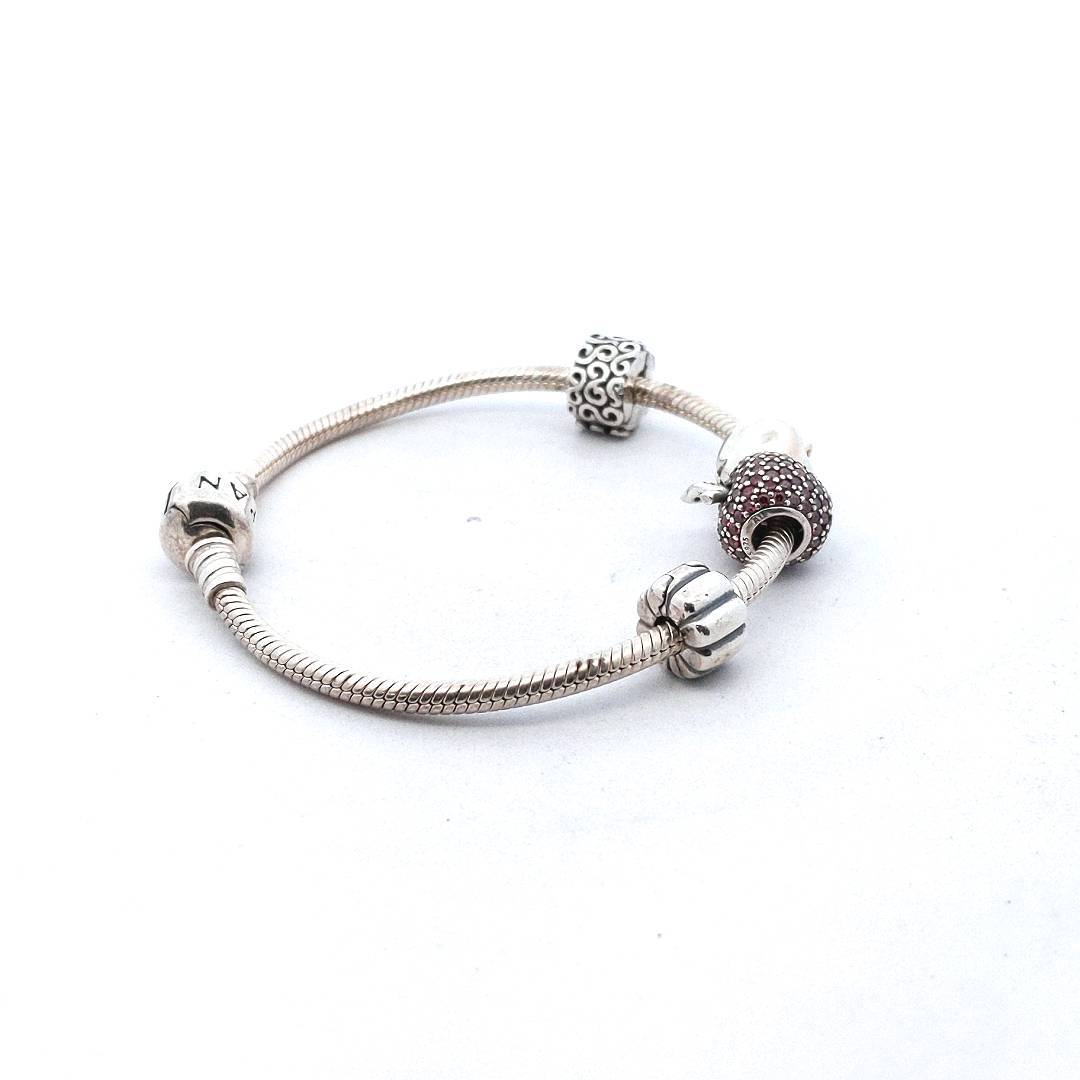 Pandora Sterling Silver Apple Charm Bracelet