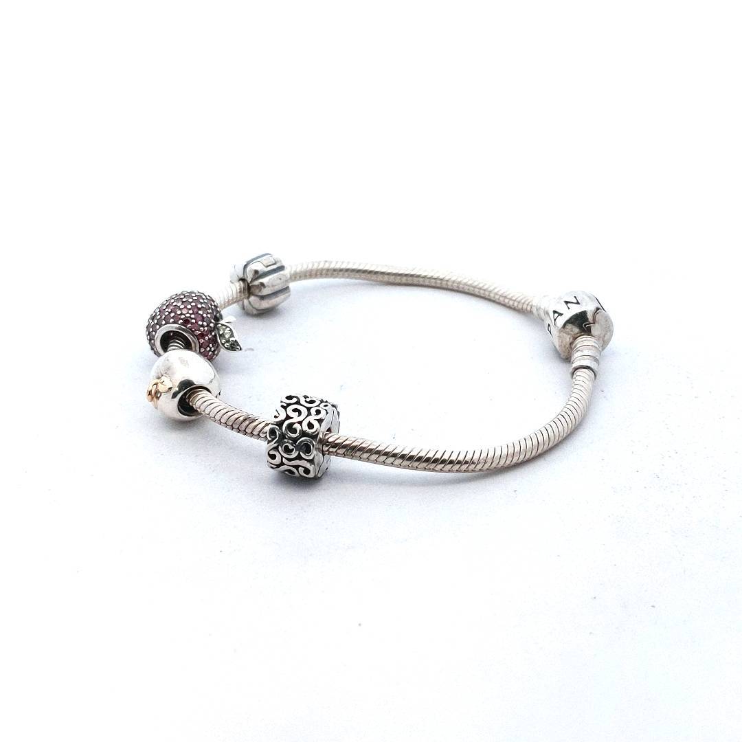 Pandora Sterling Silver Apple Charm Bracelet