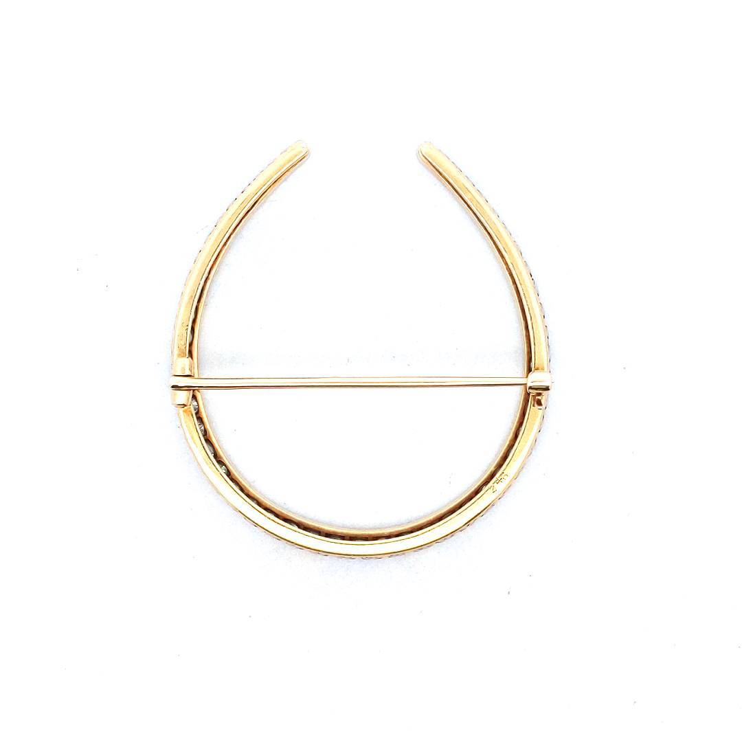 Antique 18K Gold & Platinum Diamond Horseshoe Brooch