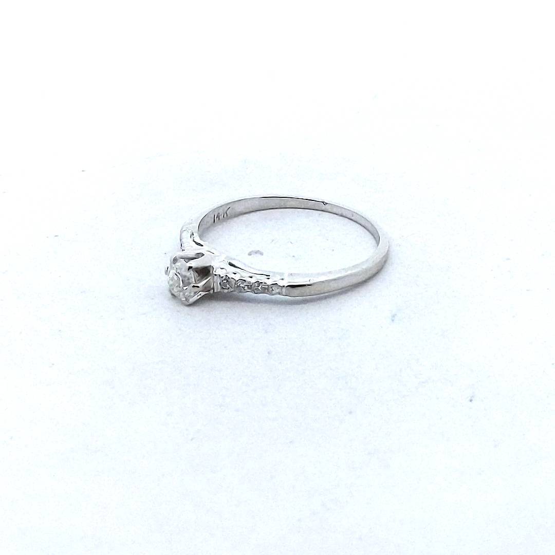 Vintage 14K White Gold 0.25ct Diamond Engagement Ring