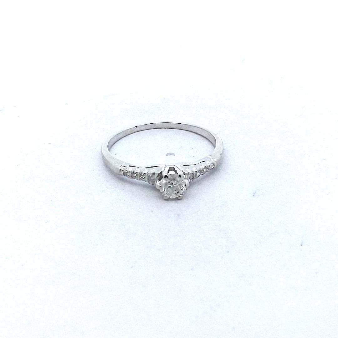 Vintage 14K White Gold 0.25ct Diamond Engagement Ring