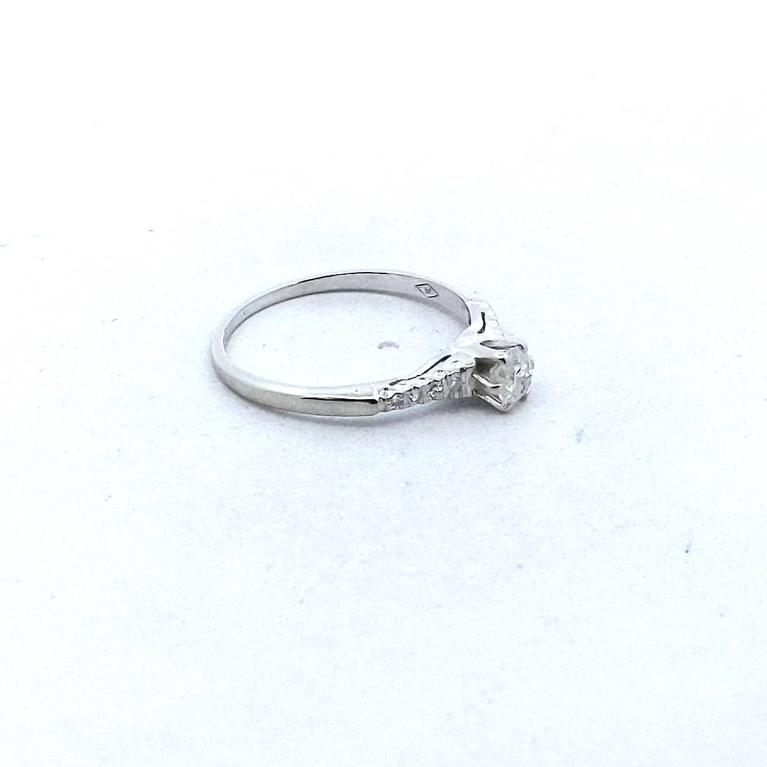 Vintage 14K White Gold 0.25ct Diamond Engagement Ring