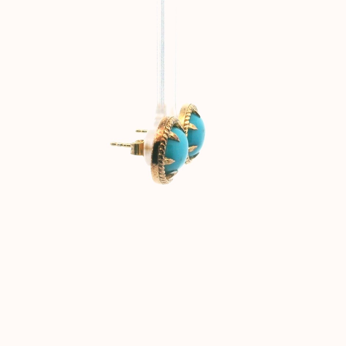 KHR Sterling Silver Gold Plated Turquoise Rope Design Earrings