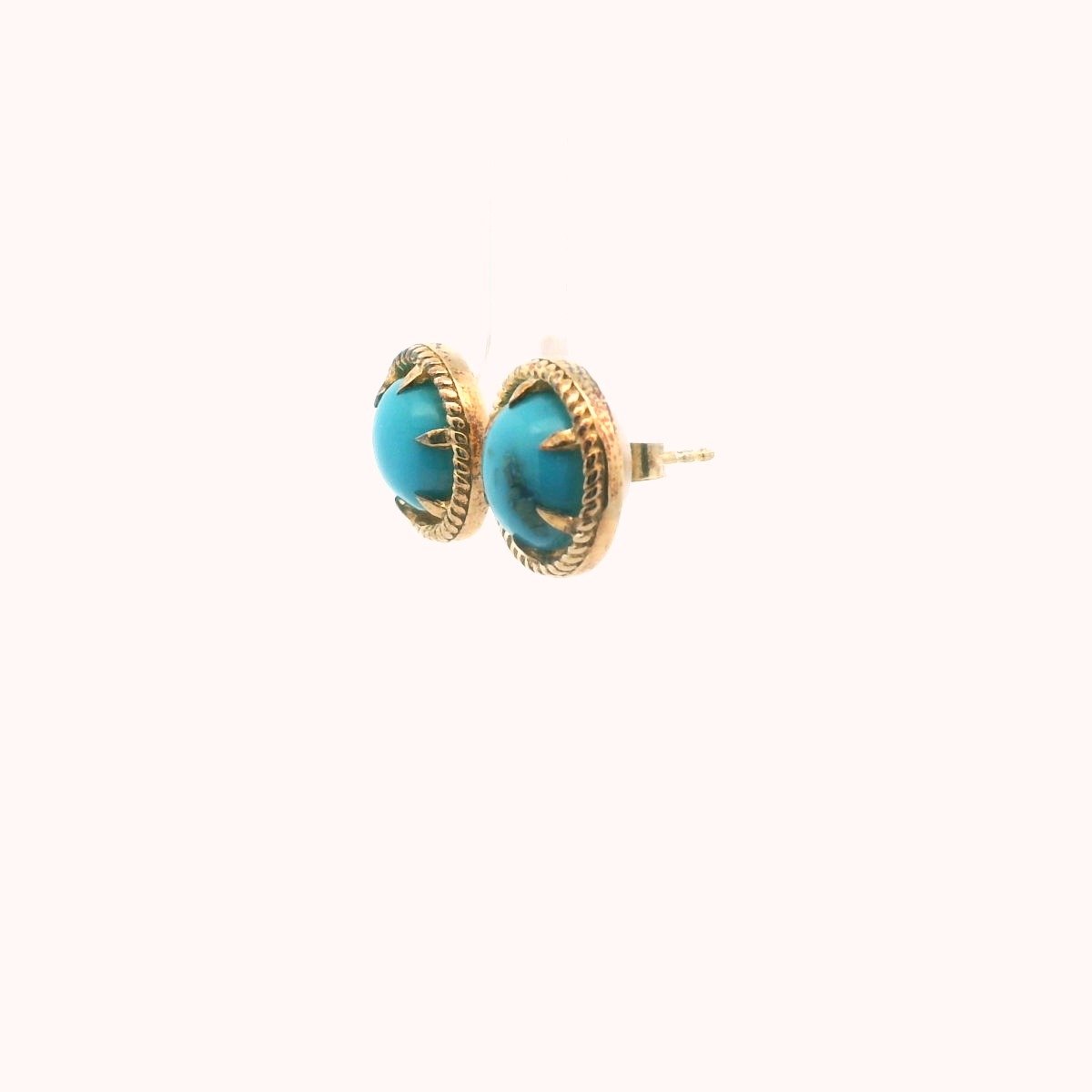 KHR Sterling Silver Gold Plated Turquoise Rope Design Earrings