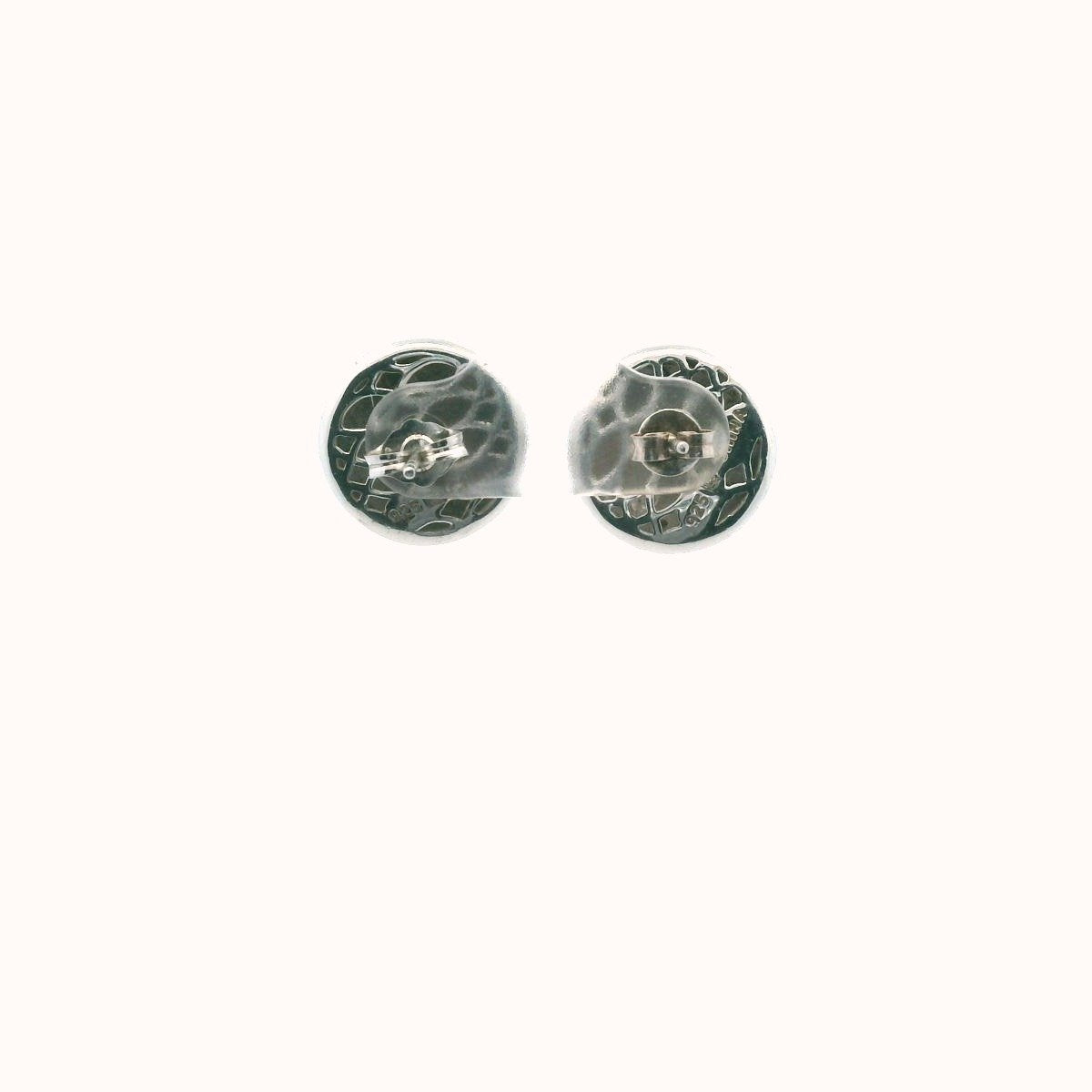 Sterling Silver Brushed Finish Irradiated Blue Diamond Earrings