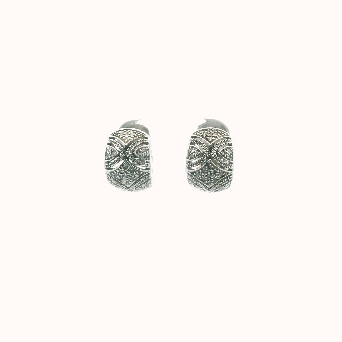 Sterling Silver Diamond Huggie Earrings