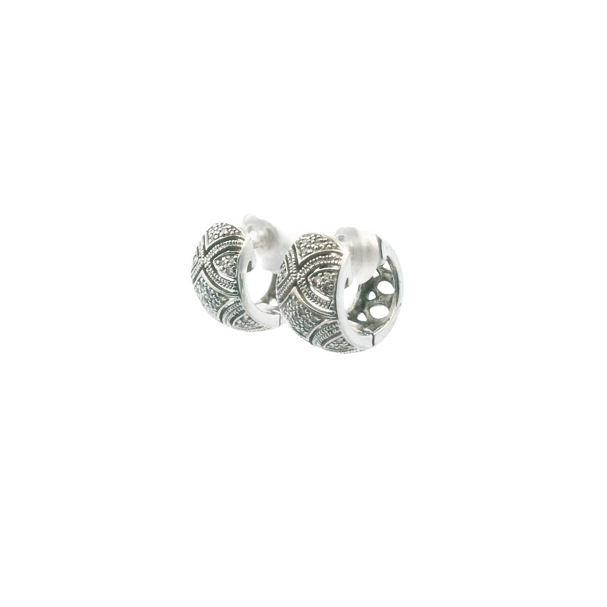 Sterling Silver Diamond Huggie Earrings