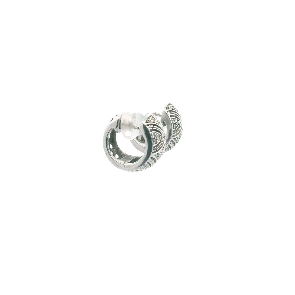 Sterling Silver Diamond Huggie Earrings