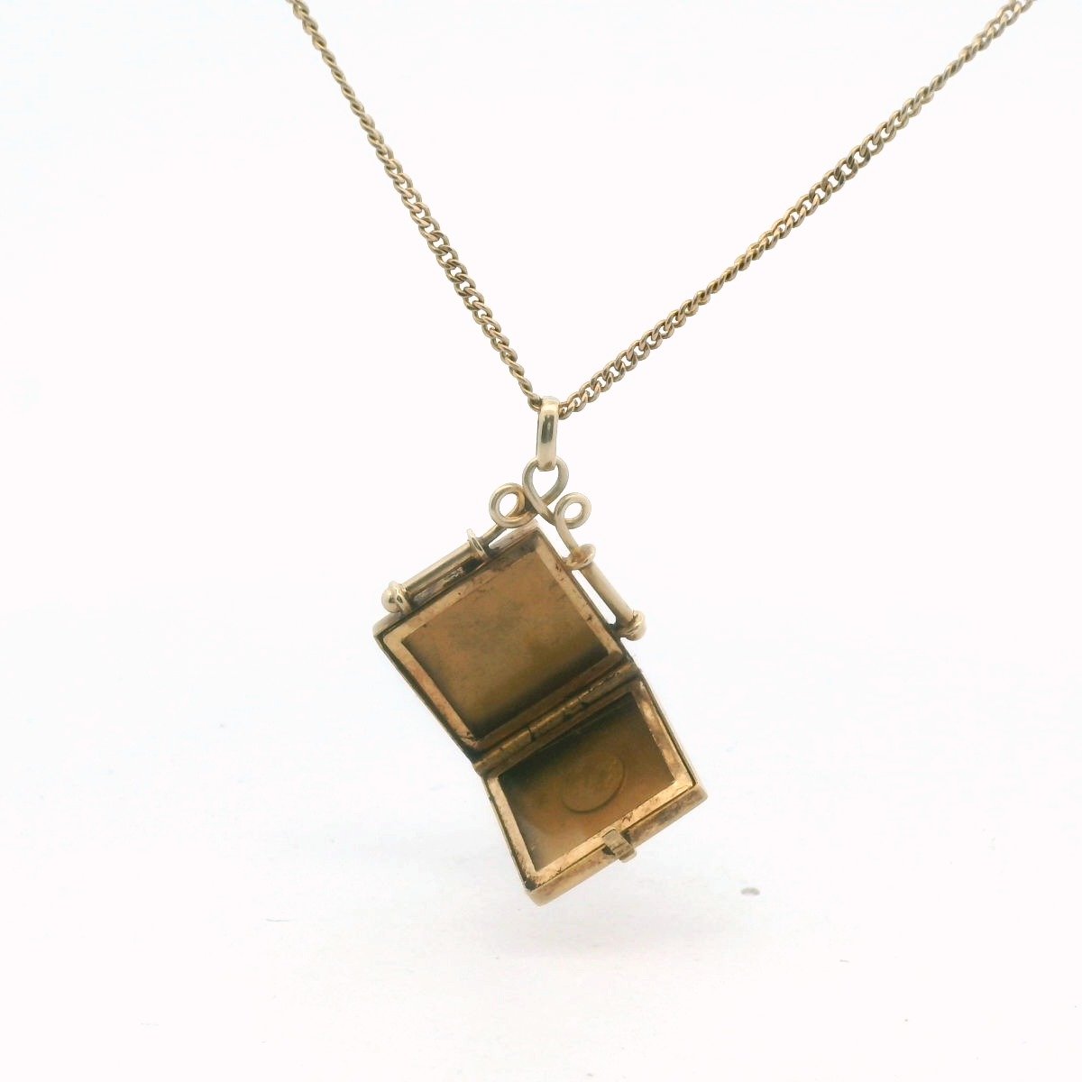 Antique Victorian 14K Yellow Gold Square Locket Necklace