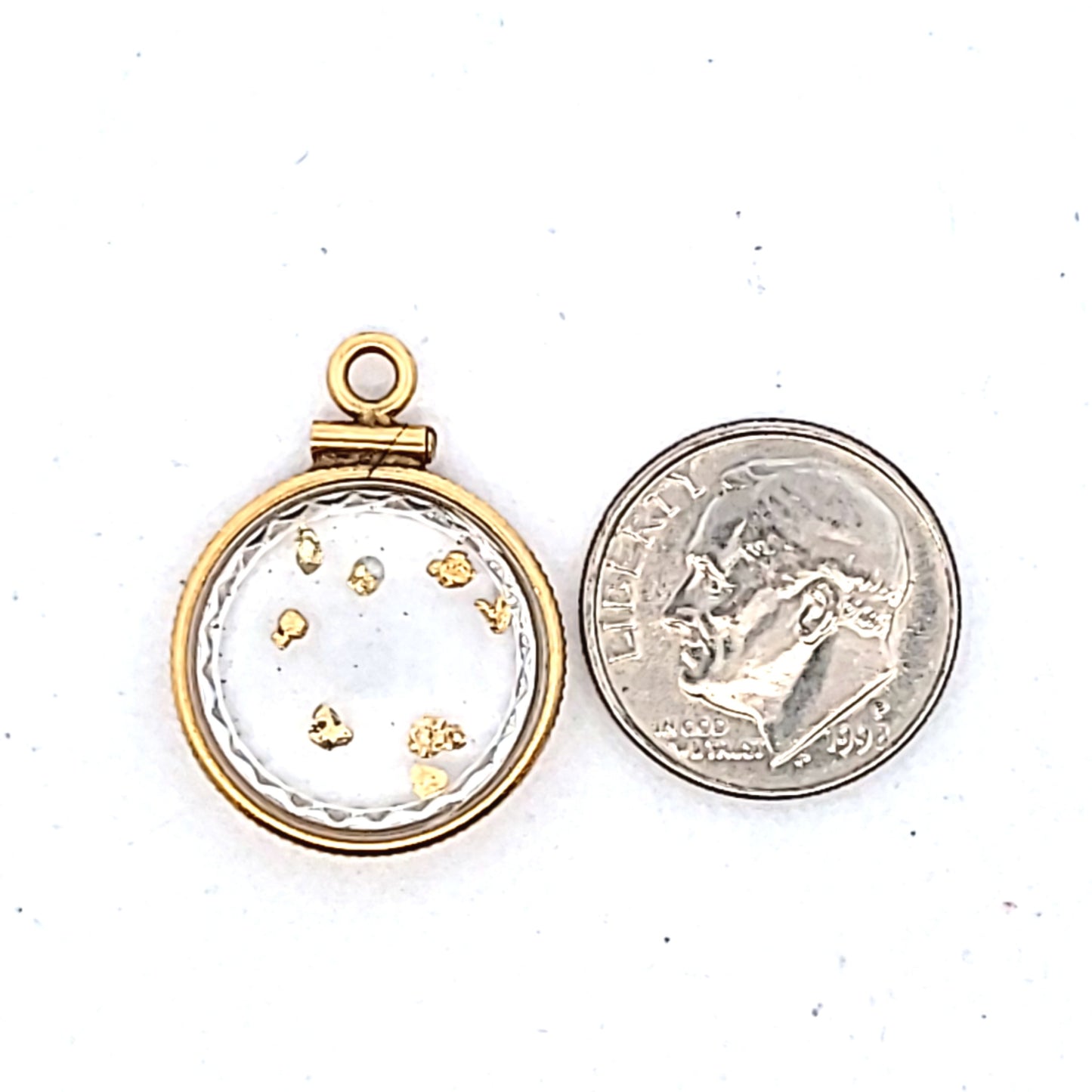Vintage Gold Filled Floating Pendant With 22K-24K Prospector Gold Flakes